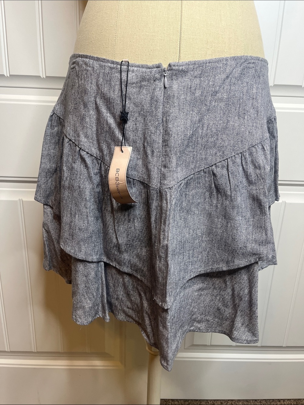 Layered Ruffle A-Line Skirt, Gray- BCBGeneration - Picture 3 of 9